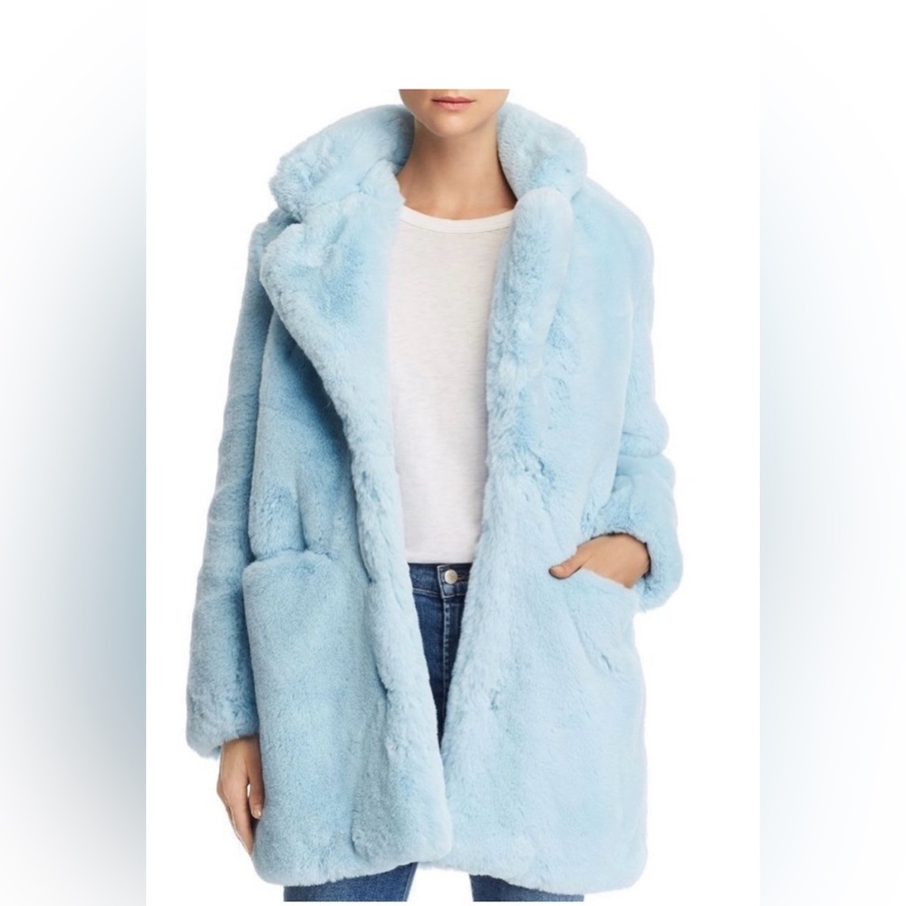 APPARIS Light Blue Faux Fur Coat